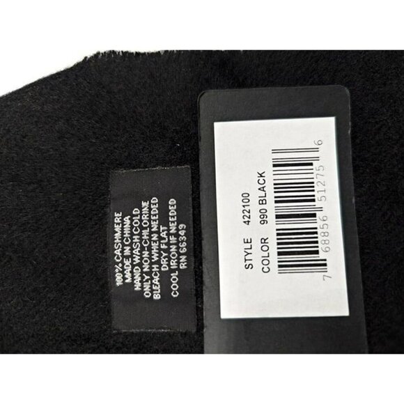 V Fraas Unisex 100% Cashmere Black Solid Scarf Twist Fringe O/S (MSRP $168) - Picture 3 of 3